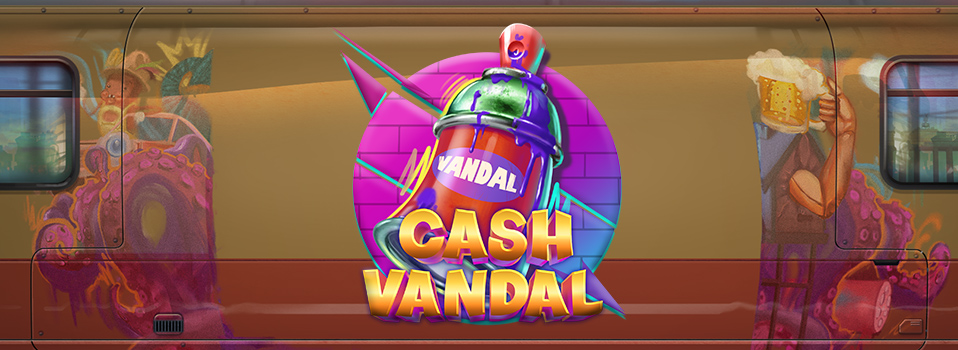 Cash Vandal Slot Logo vor den Graffitis auf einem Zug